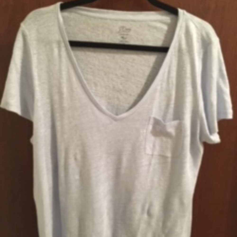 J. Crew Light Blue Linen T-Shirt